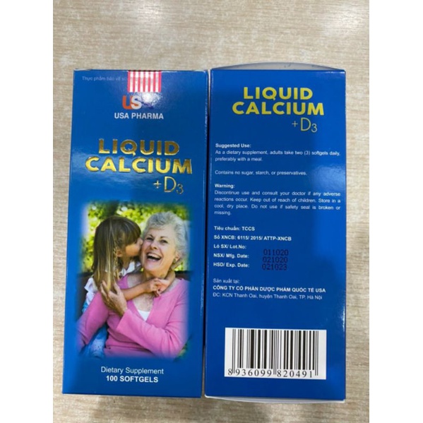 LIQUID CALCIUM giúp bổ sung canxi, chống còi xương, loãng xương - Hộp 100v
