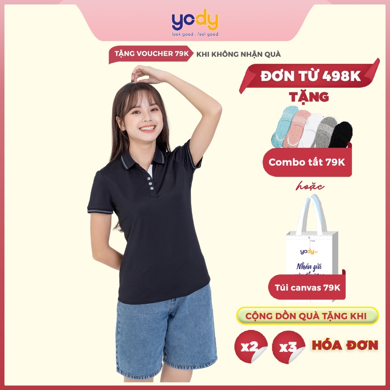 Áo Polo Nữ YODY Coolmax Lacoste Có Cổ Chống Tia UV, Kháng Khuẩn Chất Liệu Thoáng Mát APN3516