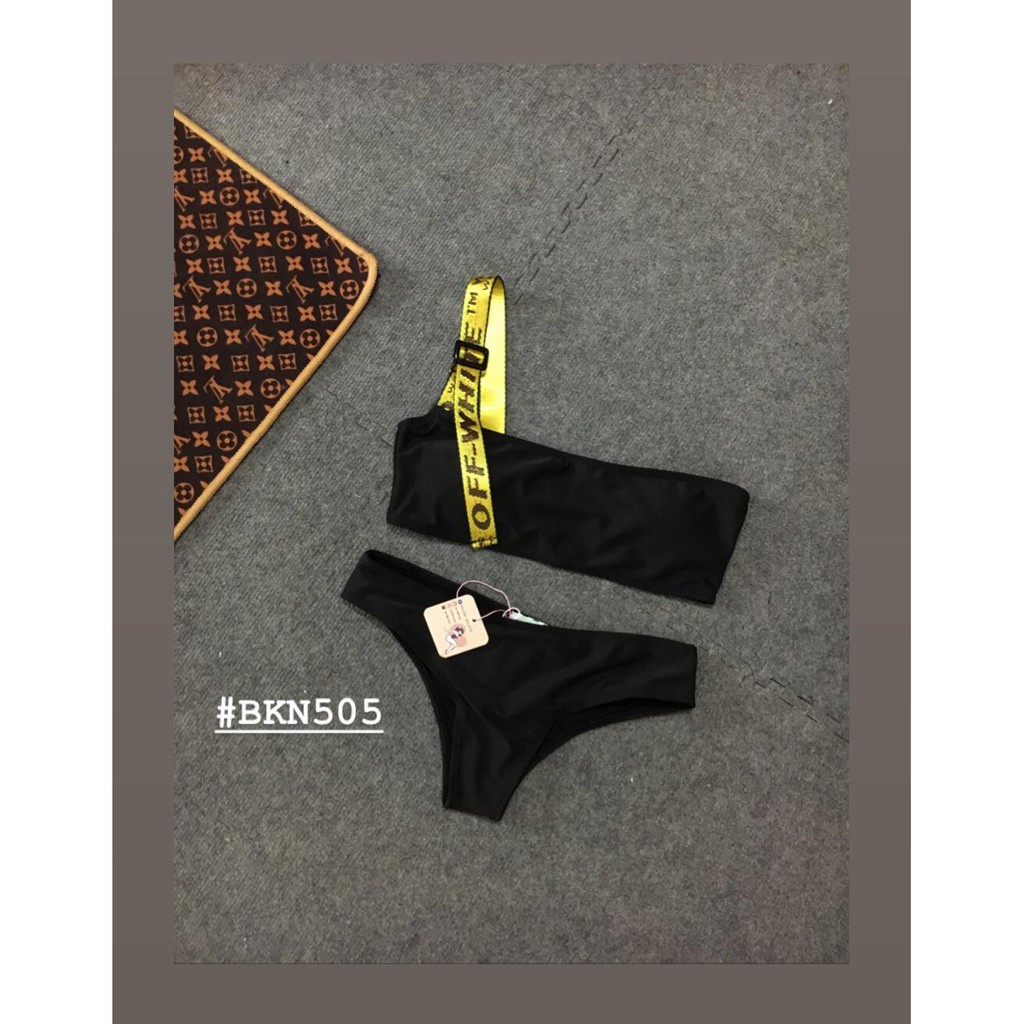 [BKN505] &lt;BRAND&gt; SET BIKINI OFFW QUAI VÀNG ĐEN/TRẮNG