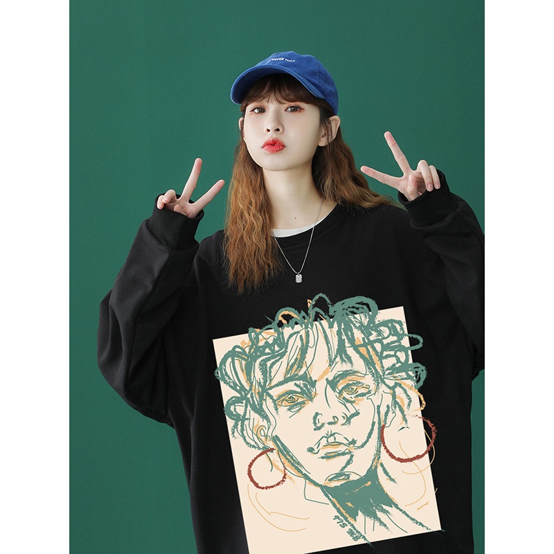 Áo hoodie Tay Dài Cổ Tròn Dáng Rộng In Chữ IFNICEFUTURE Thời Trang Thường Ngày Cho Cặp Đôi