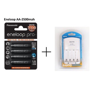 Pin Sạc AA - Panasonic - Eneloop Pro 2500mah + Bộ 01 Sạc Sanyo NiMH 4 Viên AA Hoặc AAA
