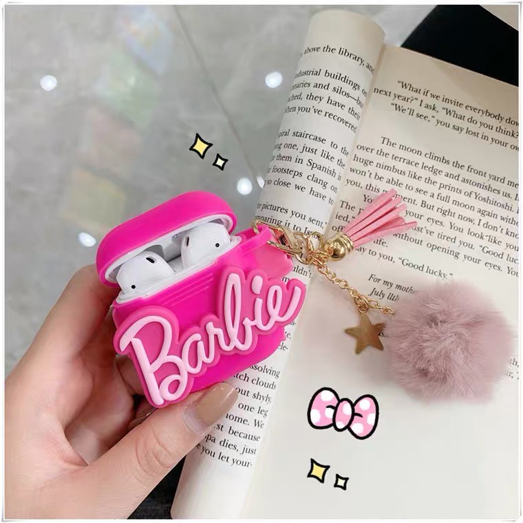 Vỏ đựng hộp sạc tai nghe Bluetooth bằng silicon họa tiết búp bê Barbie cho Airpods 1/2 Pro