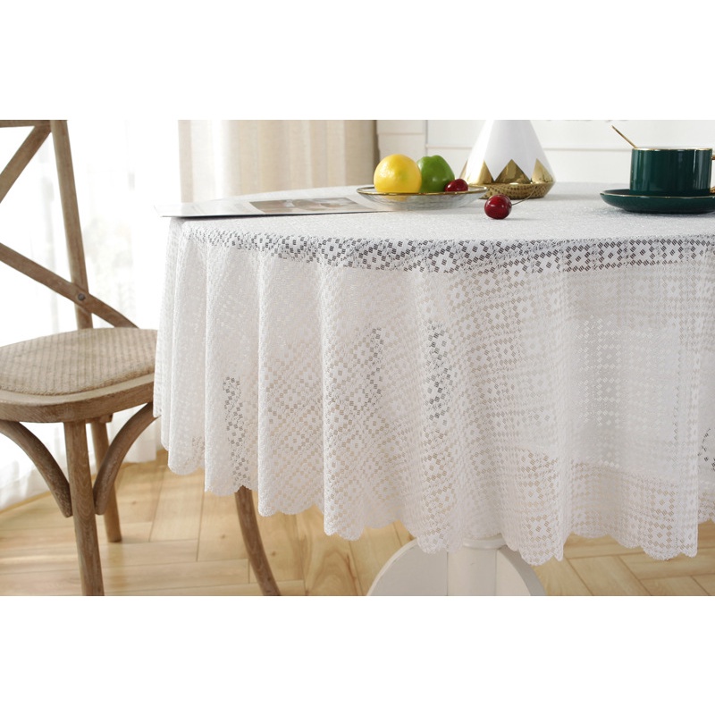 Khăn Trải Bàn Tròn Phối Ren Phong Cách Bắc Âu Retro Ốp