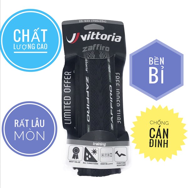 Lốp vỏ xe đạp thể thao Vittoria 700X25C, chuyên dành cho xe đạp địa hình leo núi, sản xuất tại Thái Lan