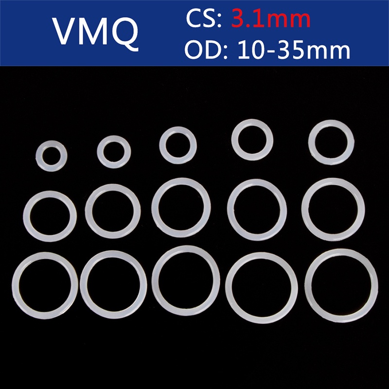 Set 50 Vòng Đệm Cao Su silicone Hình Chữ o Kích Thước 10mm-35mm cs 3.1mm
