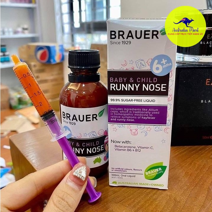 Thực Phẩm Chức Năng Brauer Runny Nose Siro Hỗ Trợ Làm Giảm Sổ Mũi Nghẹt Mũi Cho Bé Từ 6 Tháng 100ml