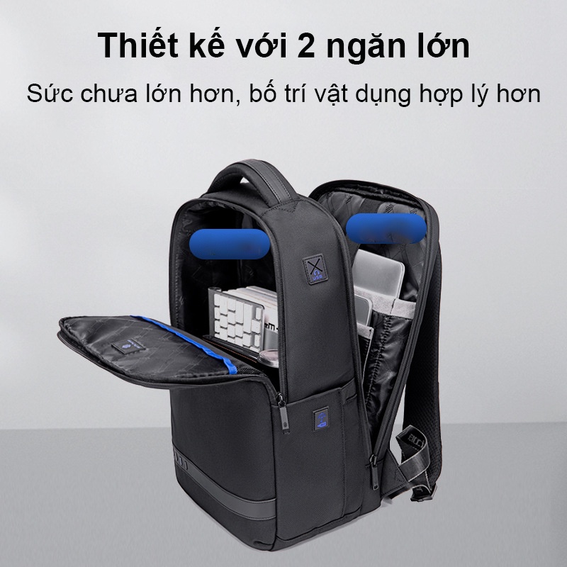 Balo nam công sở Arctic Hunter B00498 đựng laptop chống sốc cao cấp kiểu dáng công nghệ chống nước kèm cổng sạc USB
