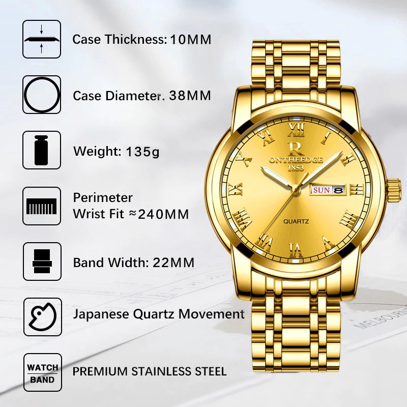 ĐỒNG HỒ NAM R-ONTHEEDGE KÍNH TRÁNG SAPPHIRE  + TẶNG KÈM PIN CAO CẤP