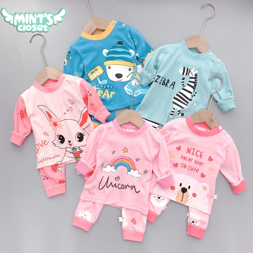 Bộ ngủ dài tay bé gái bé trai cho bé 1 2 3 4 5 tuổi MINTSCLOSET Mint's Closet - DB8072