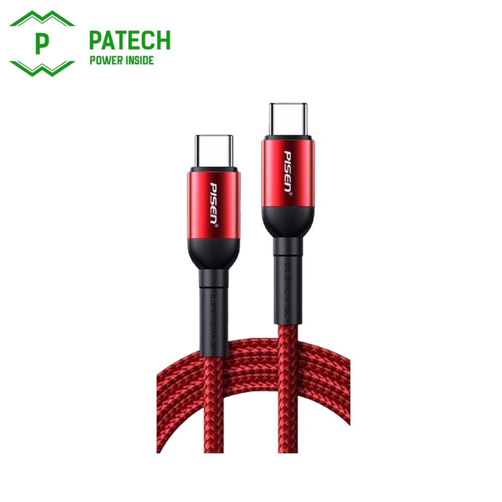 Cáp Pisen Dual Type-C (Type-C to Type-C) Wine Glass Style Data 1000mm, 60W - (LS-TC05-1000) - Hàng chính hãng
