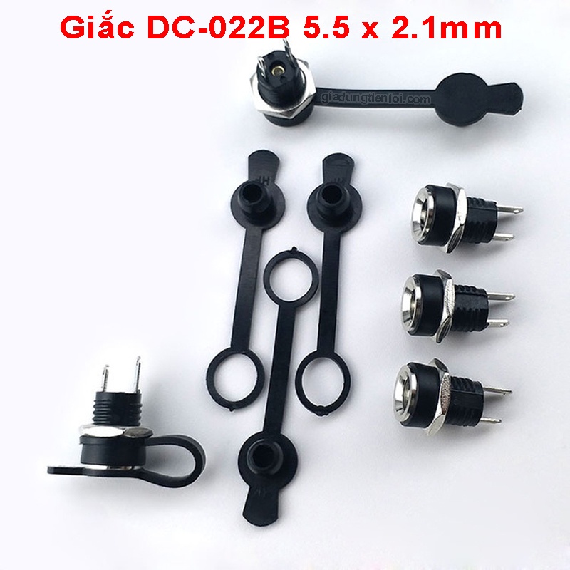 Giắc sạc DC-022B 5.5x2.1mm DC-022C 3.5x1.3mm phi 7.5mm