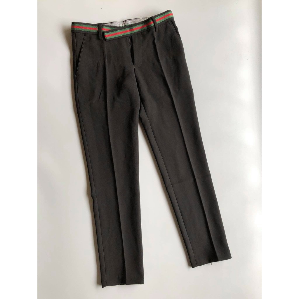Quần âu đen nam cạp Gucci cao cấp