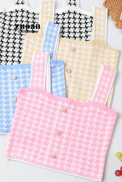 SUXI Áo dệt kim hai dây cổ vuông thời trang cho nữ