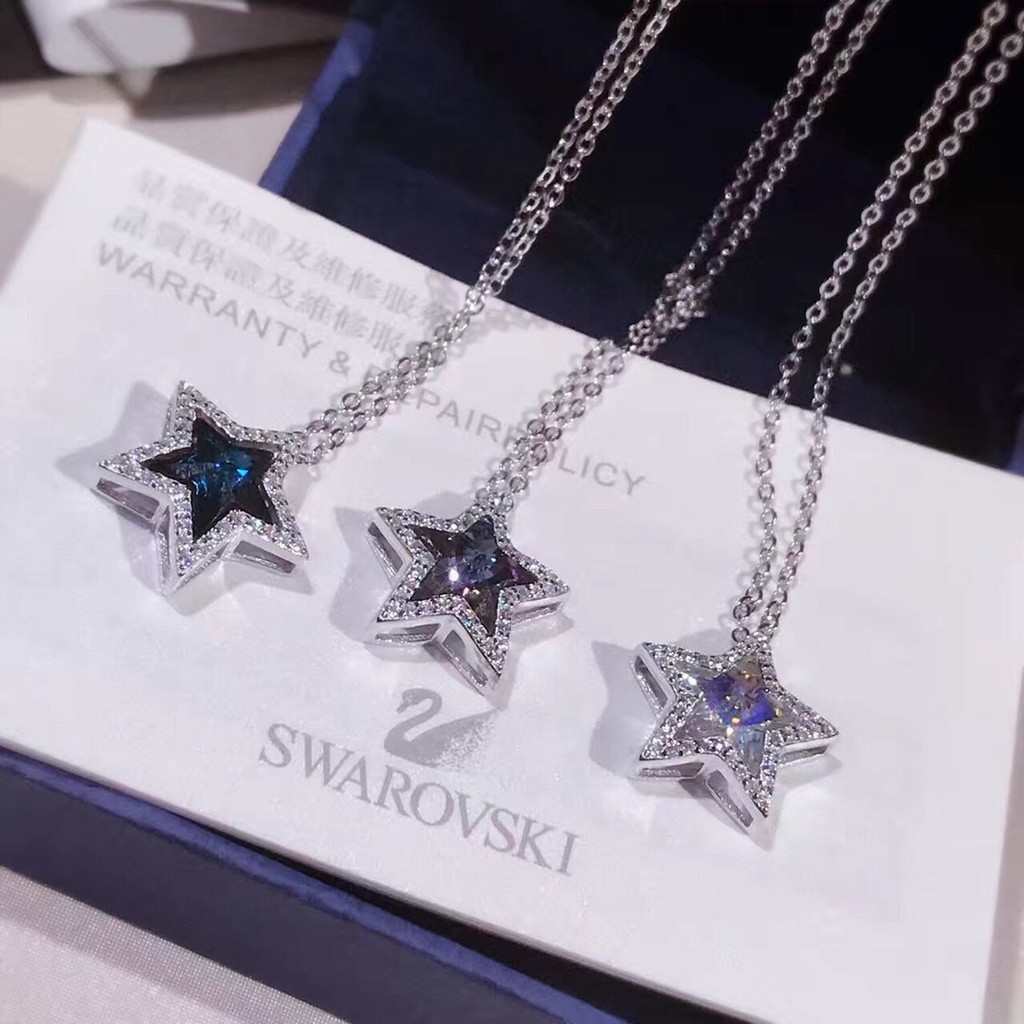 vòng cổ Bạc 925 Mặt Ngôi Sao Đính Đá Swarovski Sang Trọng