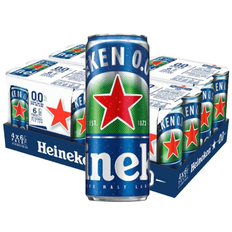 Thùng 24 lon bia Heineken không độ cồn lon 330ml