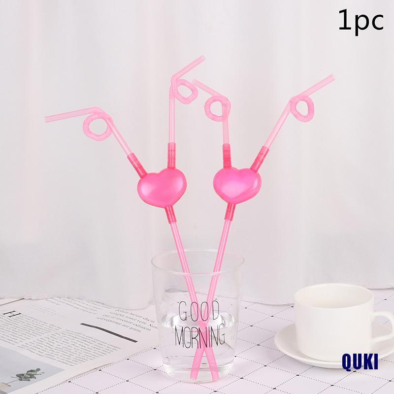Ống hút kiểu dáng trái tim độc đáo màu hồng nhựa pp