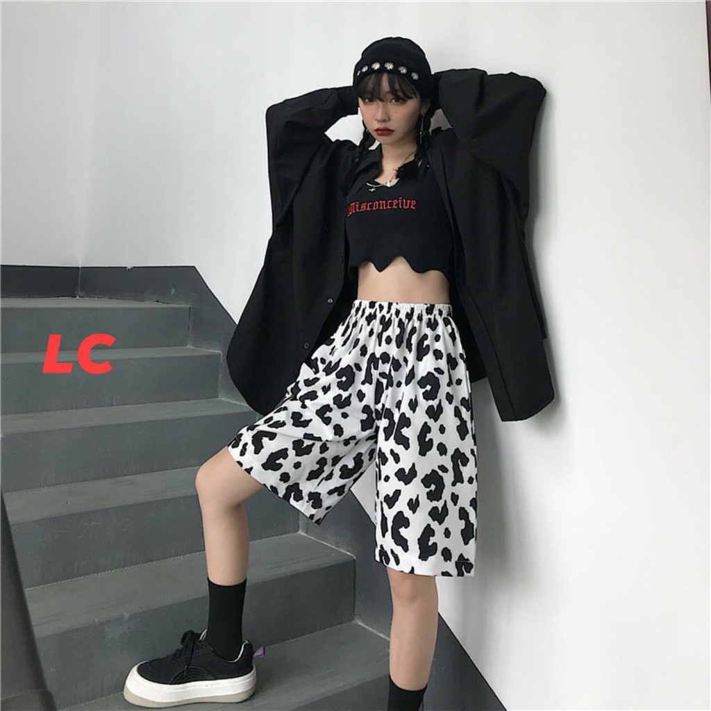 Quần short đùi unisex Bò sữa thun nam nữ chất đẹp form rộng thoải mái basic streetwear mặc nhà, chơi thể thao