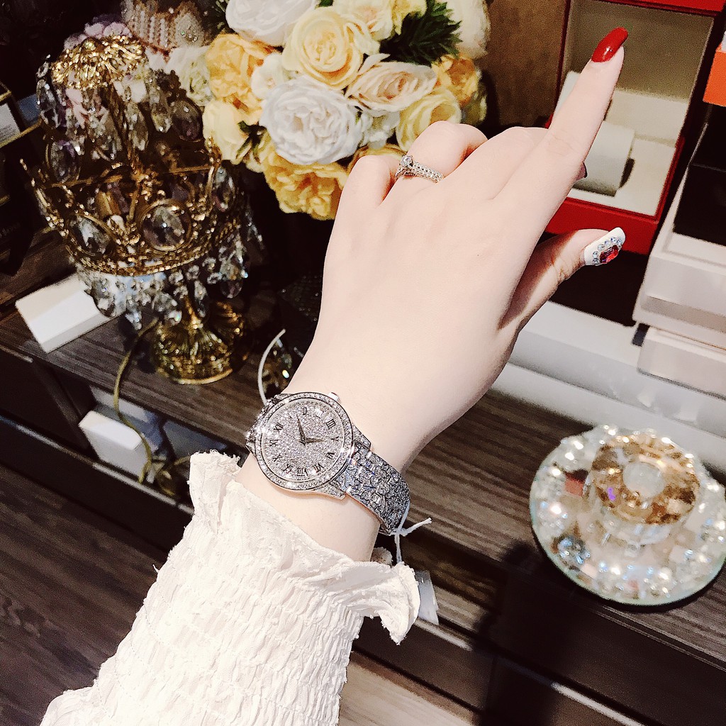 Đồng Hồ Nữ Davena Full Đá 37mm Silver Chính Hãng