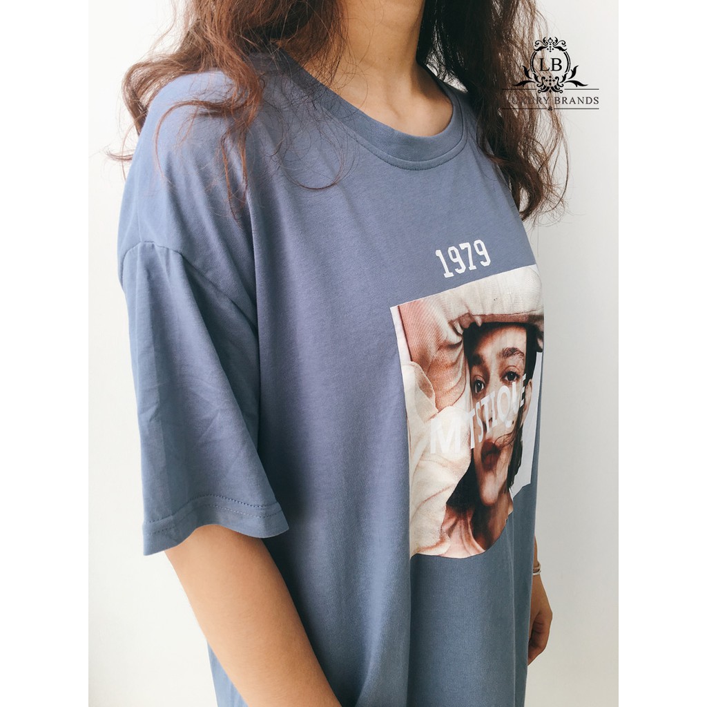 Váy đầm nữ thun cotton dáng suông cổ tròn tay lỡ in hình hàng thiết kế ulzzang Hàn Quốc (ảnh thật 100%)