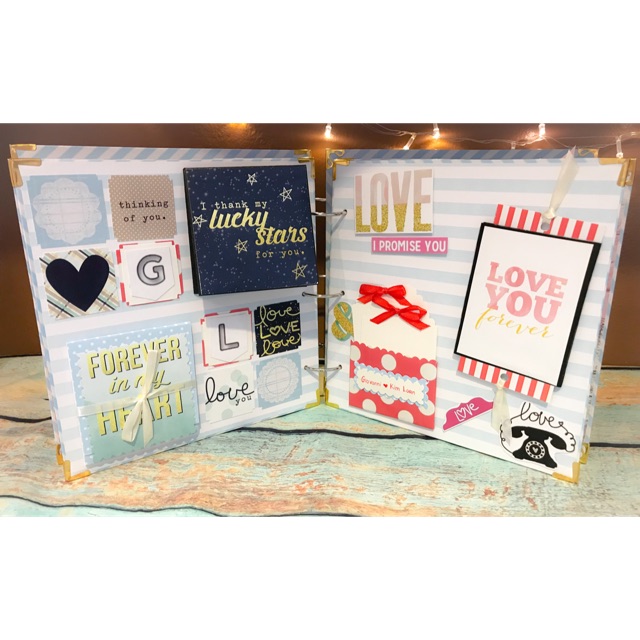 Scrapbook tình yêu tông hồng xanh