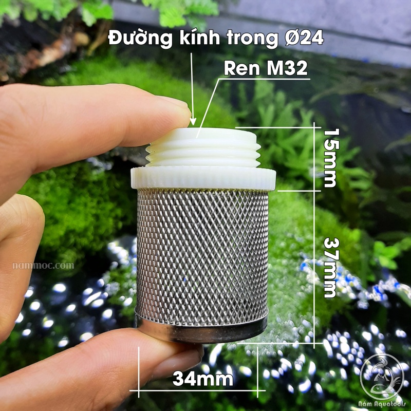 Đầu Bịt Đáy - Chặn Cá Tép Con / Lưới Lọc inox Ren Ngoài F20 F32 | Phụ Kiện Thuỷ Sinh Nấm Aquatools