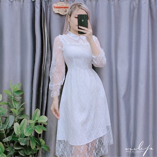 Đầm ren phối tơ bèo ngực