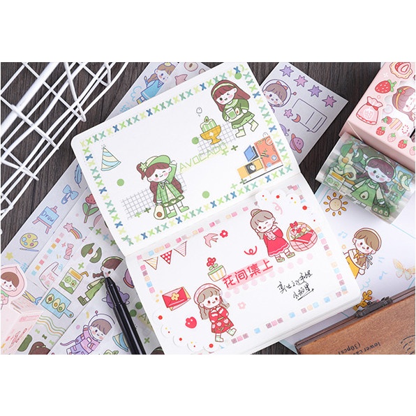 Washi tape set 2 cuộn WS03 - Băng keo dán họa tiết cute