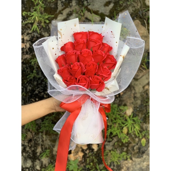 BÓ HOA SÁP 18 BÔNG PHỐI LƯỚI ❤️