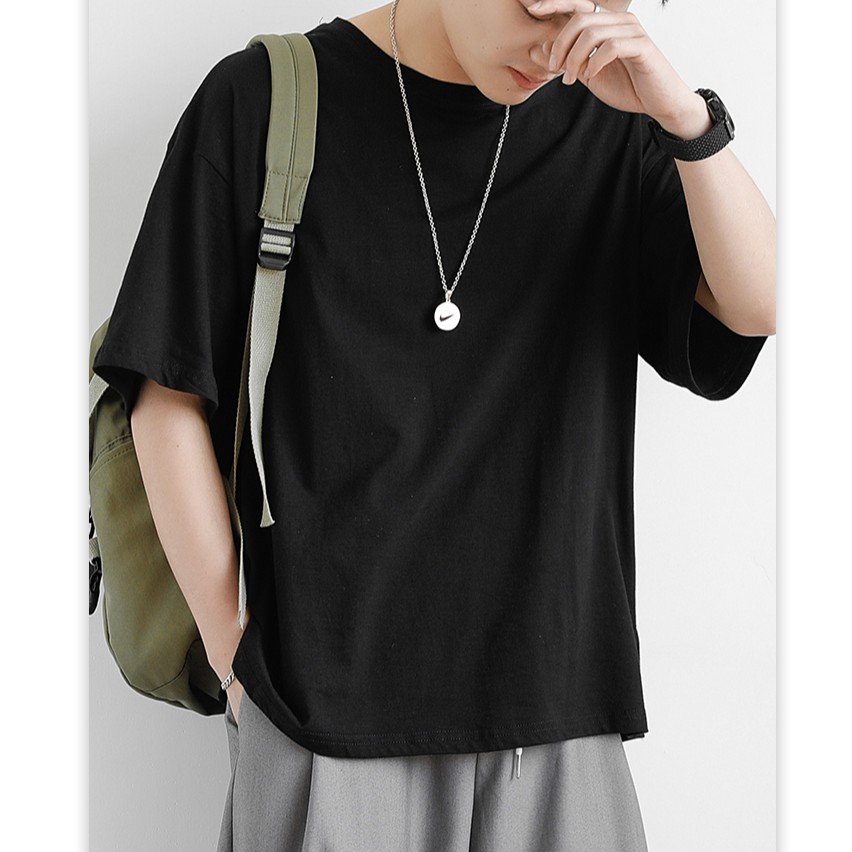 Áo phông tay lỡ unisex form rộng oversize, thun trơn nam nữ ATS01 | BigBuy360 - bigbuy360.vn