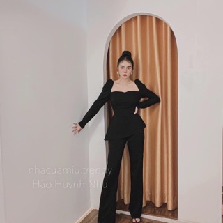set áo peplum + quần suông