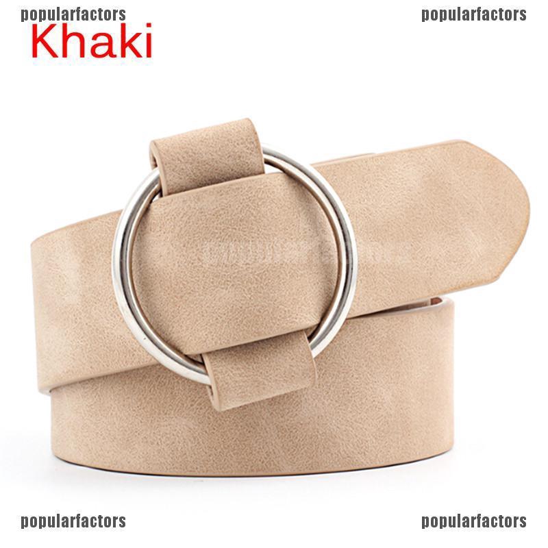 Thắt Lưng Da Khóa Tròn Kim Loại Phong Cách Vintage Thời Trang