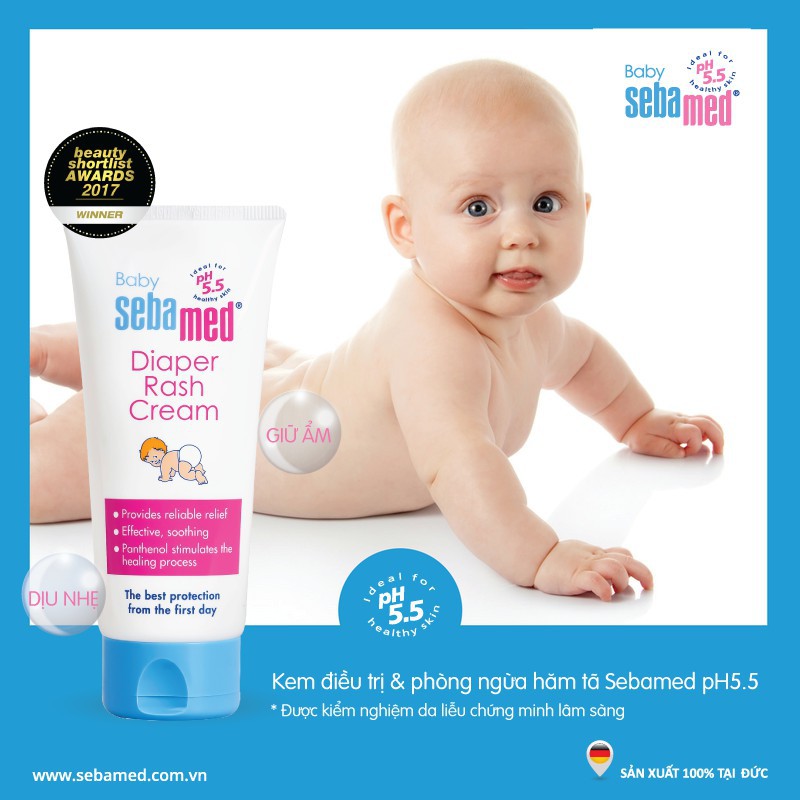 Kem giúp giảm hăm tã em bé Sebamed pH5.5 BABY DIAPER RASH CREAM (50ML) [Chính Hãng]