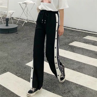 😎 Quần Ống Rộng Xẻ Tà Sọc Phối Nút Cực Ngầu Dodo18Home