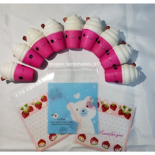 Squishy ly kem mini màu hồng