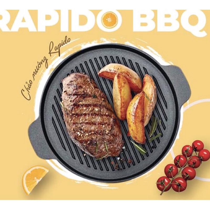Chảo Nướng Gang Rapido Size 24/26cm - Dùng Cho Mọi Loại Bếp