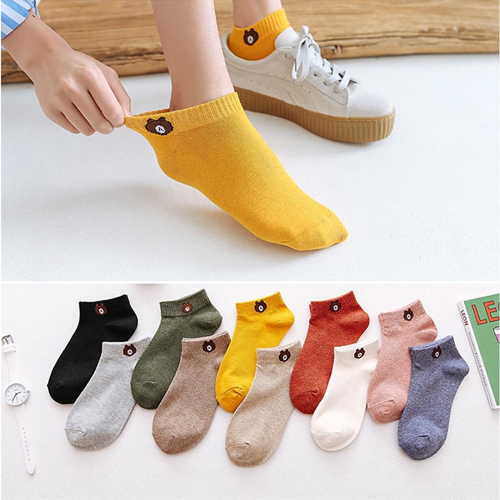 Vớ, tất cổ ngắn hình con gấu cotton - thoãi mái