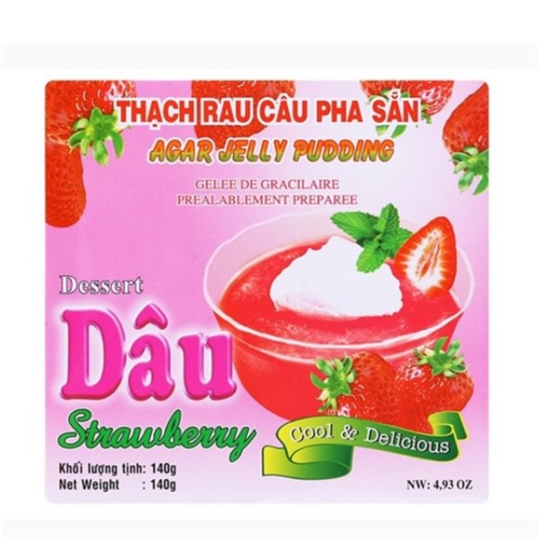 Thạch rau câu pha sẵn Pudding hương Dâu 140g (Hộp) - TTT055