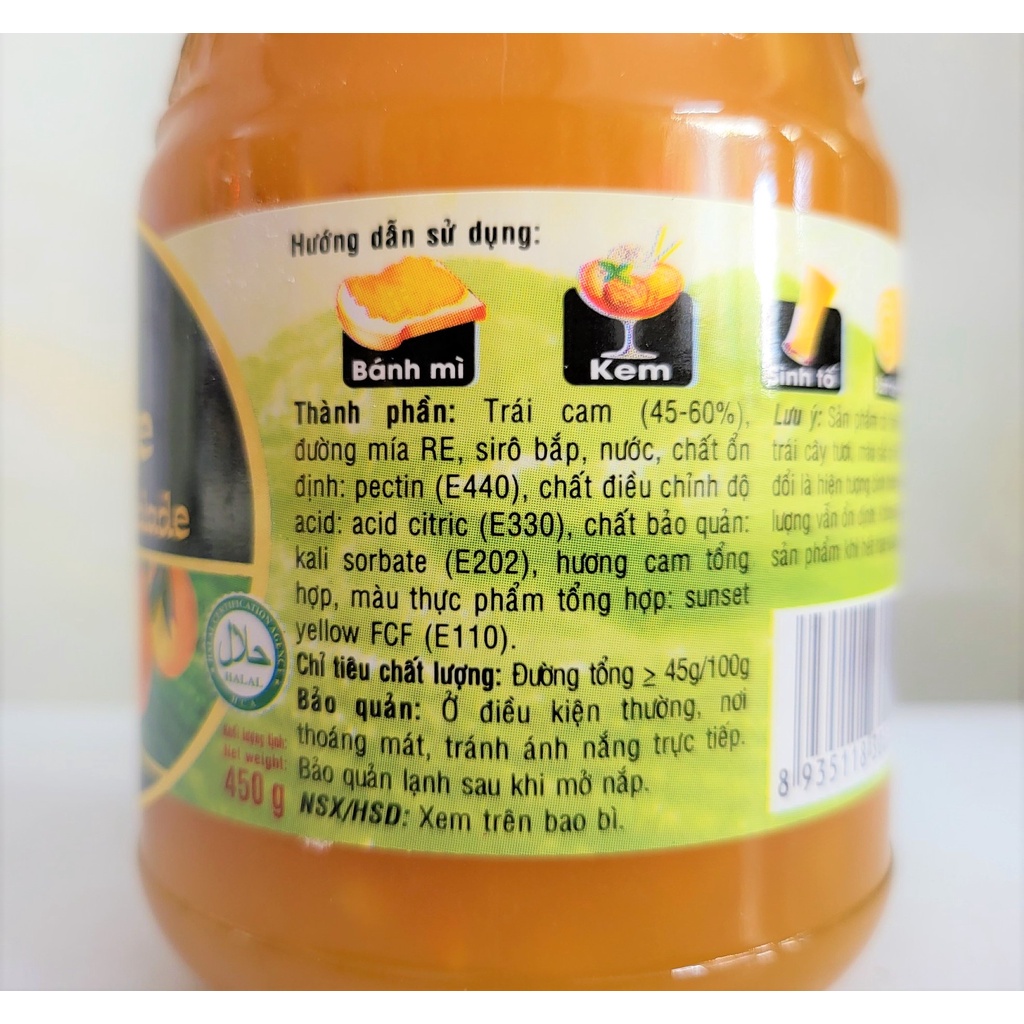 [Lọ 450g] MỨT CAM [VN] GOLDEN FARM Orange Marmalade (halal)