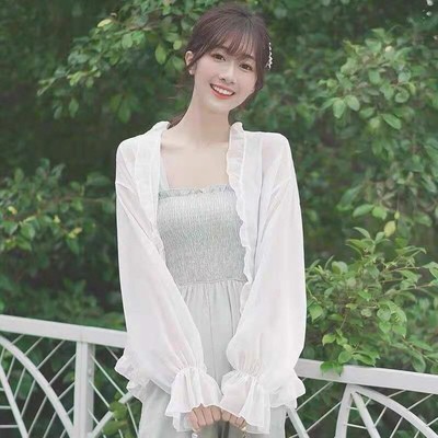 Áo Cardigan Voan Mỏng Nhẹ Nhún Bèo Xinh Xắn Hàng Quảng Châu A02 Kèm Ảnh Thật | BigBuy360 - bigbuy360.vn