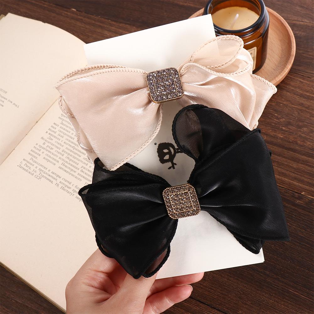 VANES1 Dây Cột Tóc Trang Điểm Dạng Lưới Gắn Nơ Bằng Hợp Kim Cá Tính Ngọt Ngào Cho Nữ