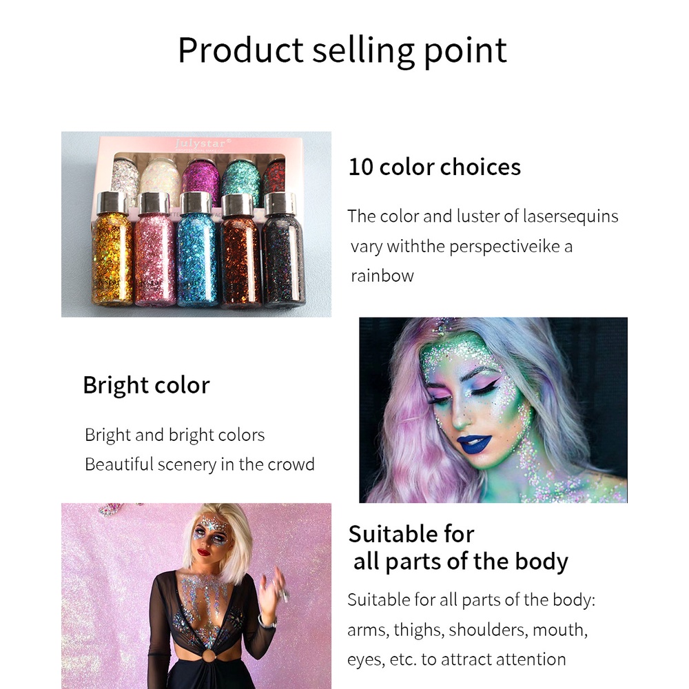 Bộ Miếng Dán Trang Trí Mặt / Cơ Thể Đính Đá Lấp Lánh Xinh Xắn