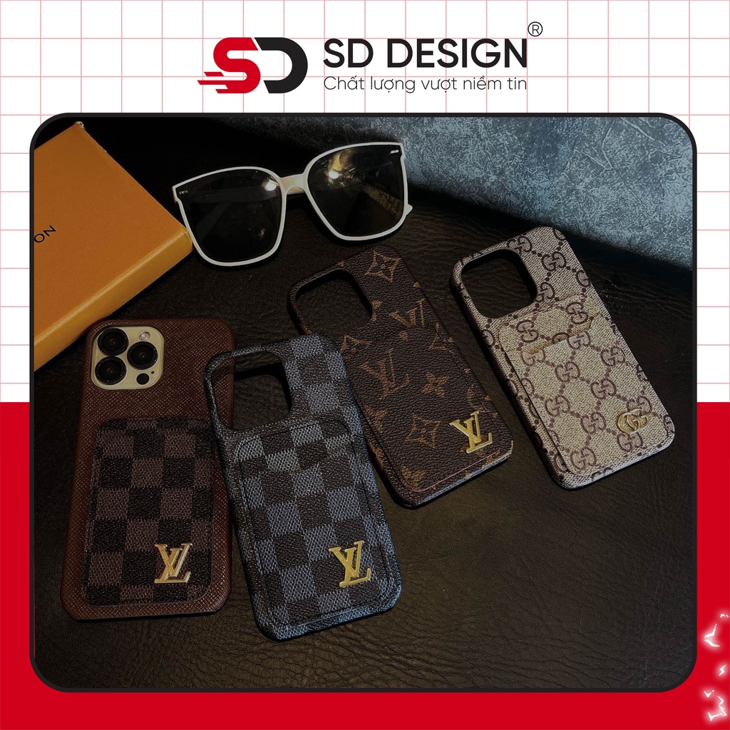 Ốp lưng iphone, ốp điện thoại LV Gucci thương hiệu kèm ví đựng thẻ sang chảnh SDDESIGN 7/7plus/8/8plus/x/xr/xs/11/12/13