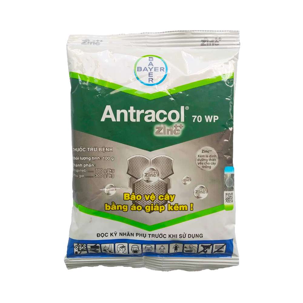 Thuốc trừ nấm Antracol 70wp, 100g, phòng trị các bệnh vàng lá, thối rễ trên hoa, cây cảnh