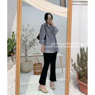 Quần jeans đen ống loe