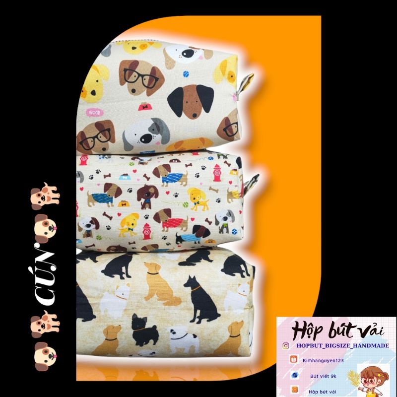 Hộp bút vải cún