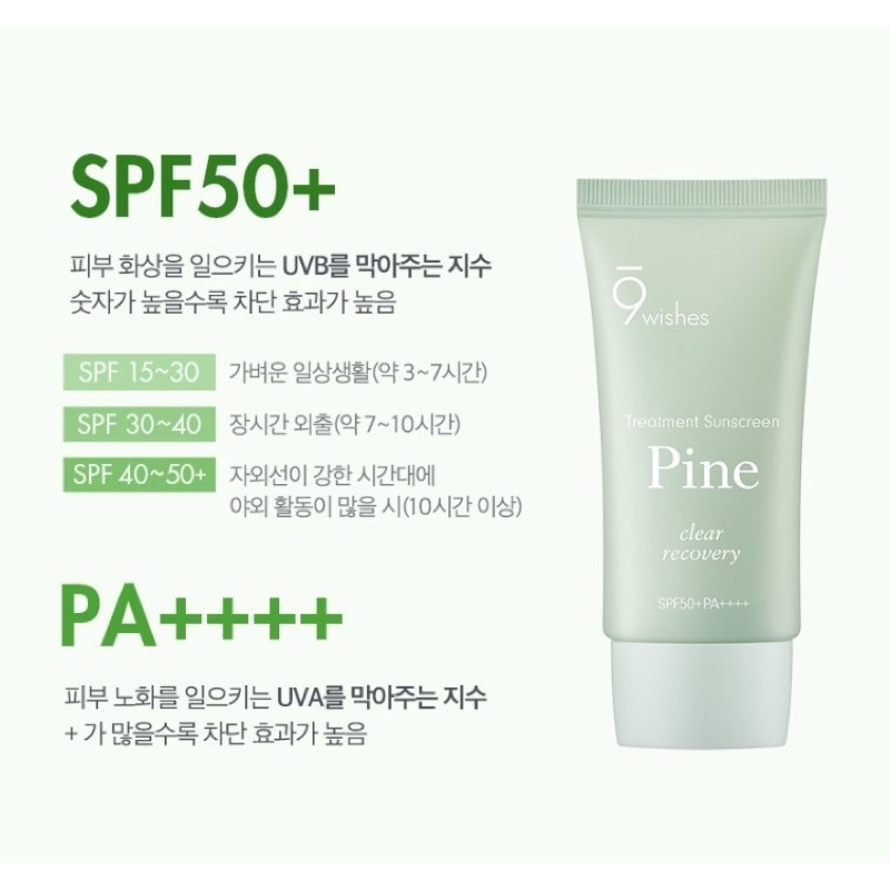 Kem Chống Nắng 9 Wishes Pine Clear Recovery Treatment 50ml