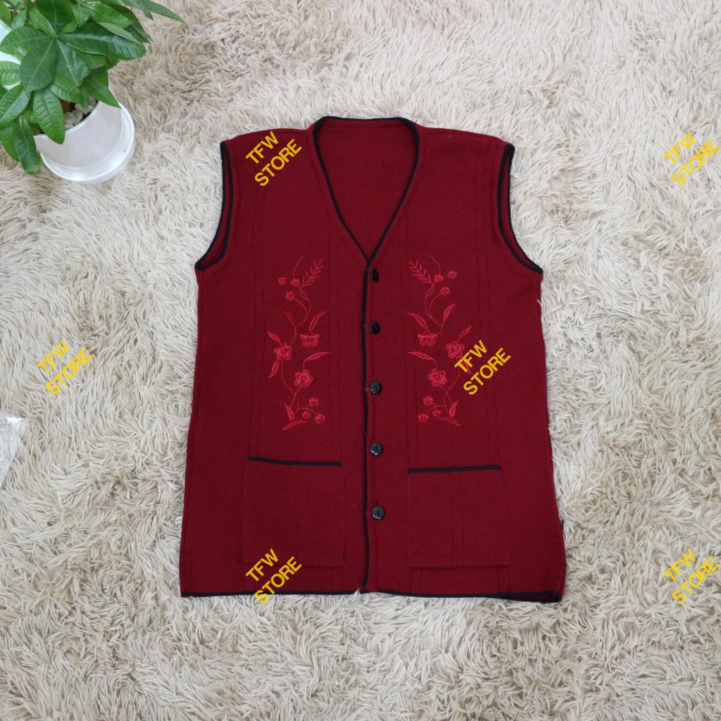 Áo len gile cổ tim thêu hoa mai cho bà, cho mẹ, người thân - Hàng VN | BigBuy360 - bigbuy360.vn