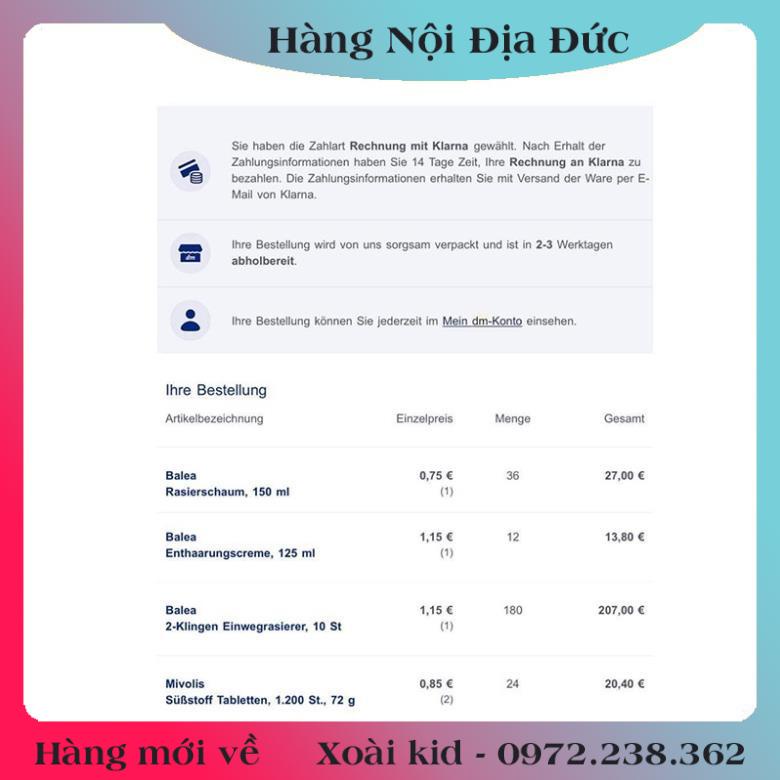 Bộ Bọt/Gel cạo lông Balea Đức - Nội địa Đức Đủ Bill