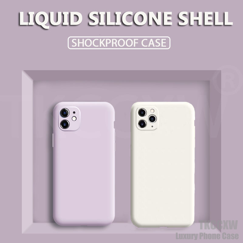Ốp điện thoại silicon mềm màu trắng tím cho For iPhone 12 Mini 12 Pro Max 11 Pro Max XS MAX XR X 7 8 6 6S Plus SE 2020