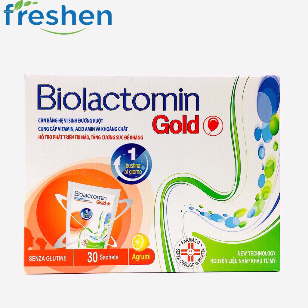 Cốm Biolactomin gold hỗ trợ tiêu hóa trẻ biếng ăn kém hấp thụ hộp 30 gói